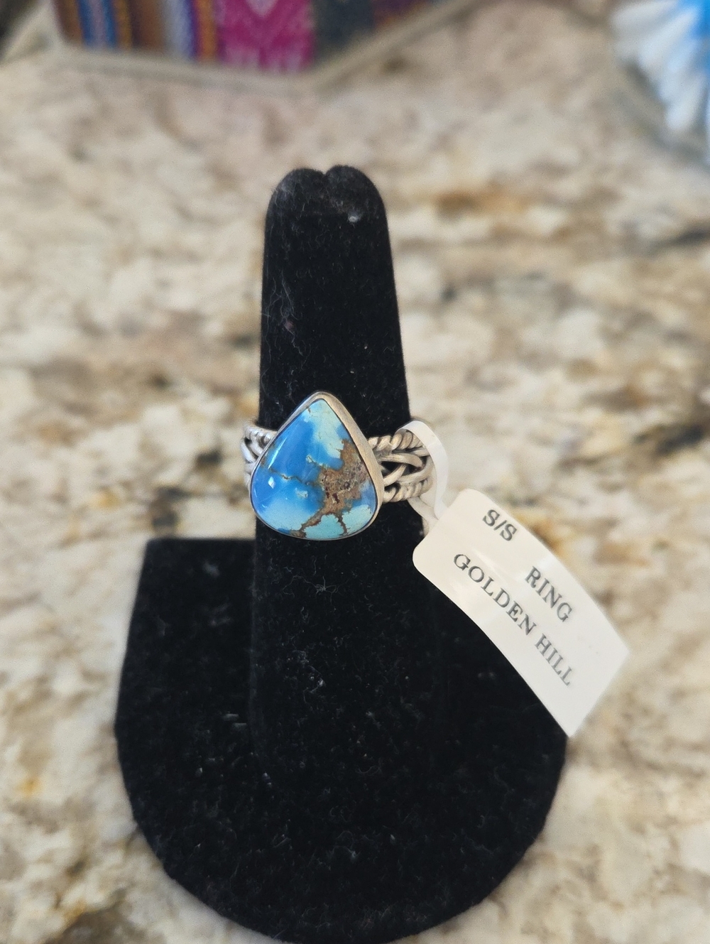 Golden Hills Turquoise Teardrop Sterling Ring